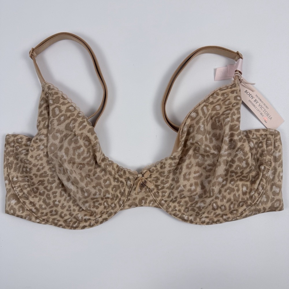 Victoria's Secret Body by Victoria Invisible Lift Unlined Demi Bra 36D Leopard